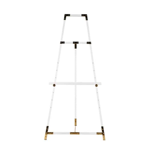 56.5" Clear Acrylic Plastic Adjustable 7-Tier Display Easel with Gold Accents & Chain Support